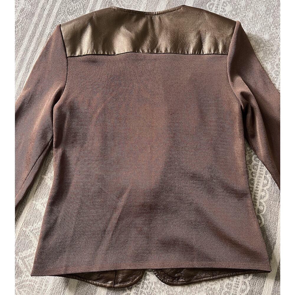 NYGARD Bronze Leather Knit Zip Jacket Blazer - Picture 3 of 7
